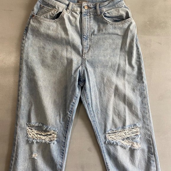 DL 1961 Jeans womens 31 x 26 blue ripped distress Susie‎ high rise Tapered - Picture 2 of 9